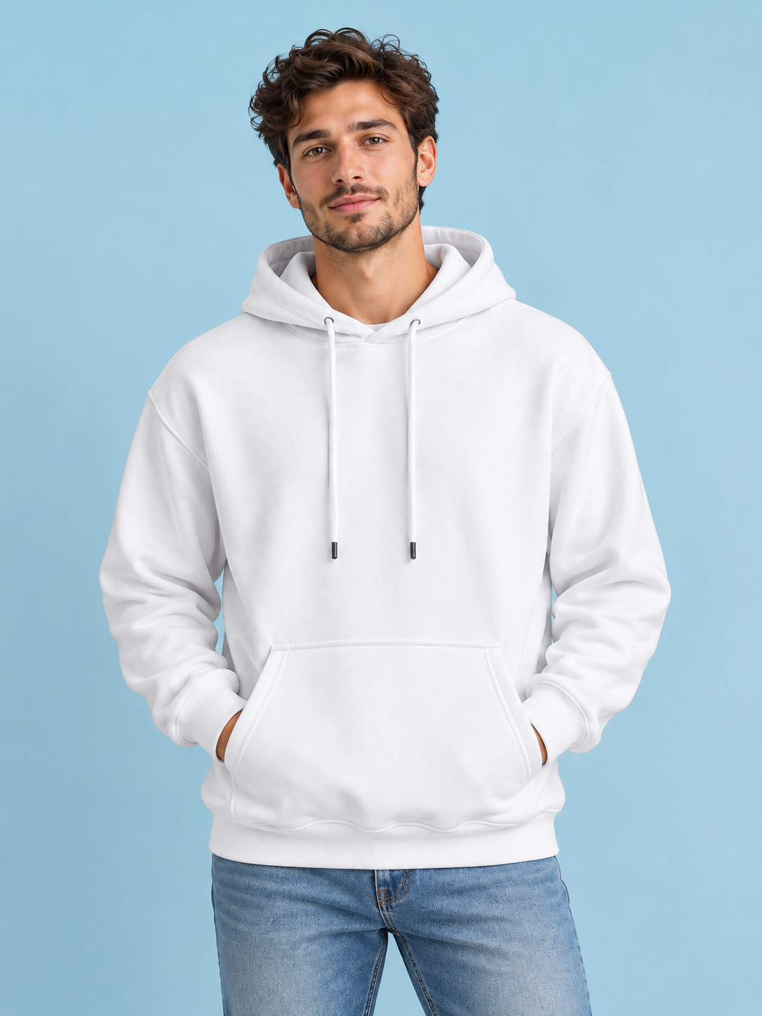 Sudadera blanca con capucha para hombre