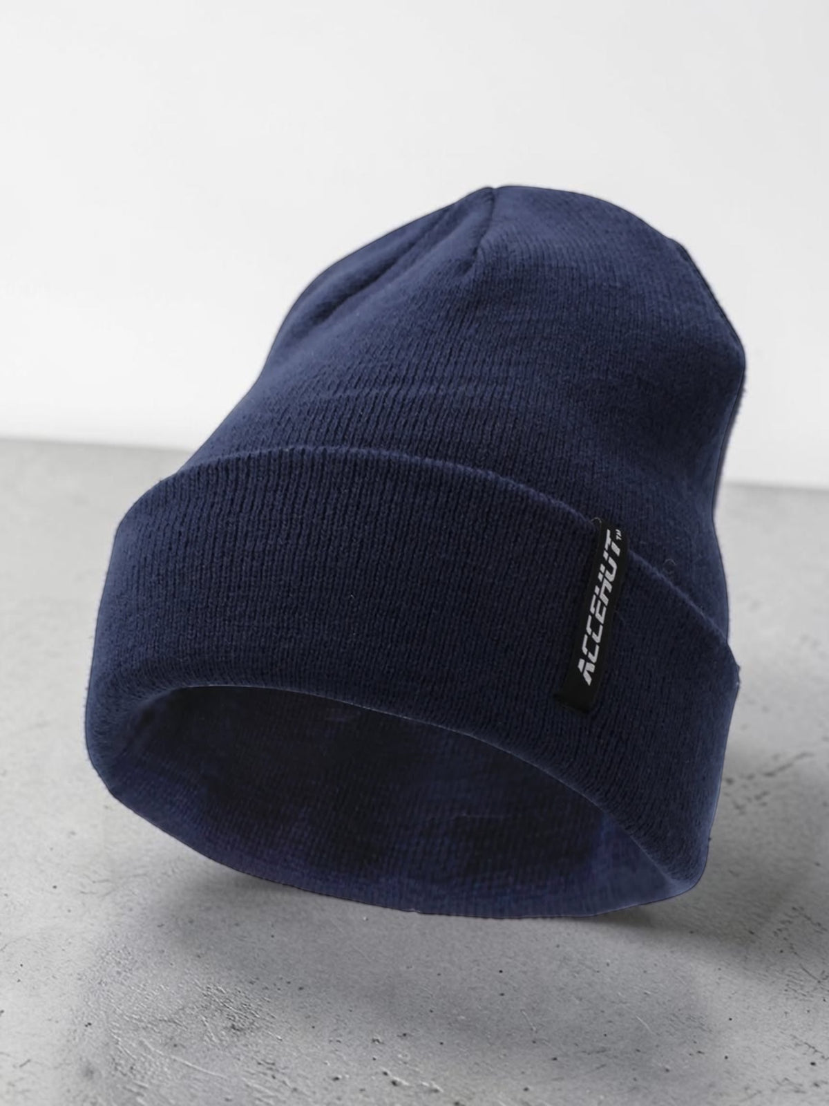 Gorro de punto acrílico unisex - Cómodo gorro de esquí de invierno en colores lisos para hombre y mujer - Gorro ajustado elástico con dobladillo para mayor calidez y estilo, azul marino