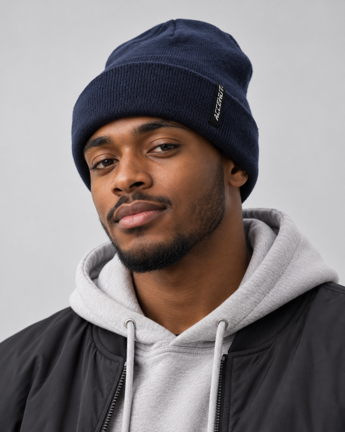 Gorro de punto acrílico unisex - Cómodo gorro de esquí de invierno en colores lisos para hombre y mujer - Gorro ajustado elástico con dobladillo para mayor calidez y estilo, azul marino